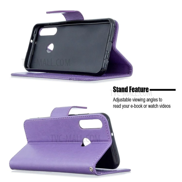 Imprint Butterfly Leather Stylish Shell for Huawei Y6p - Purple