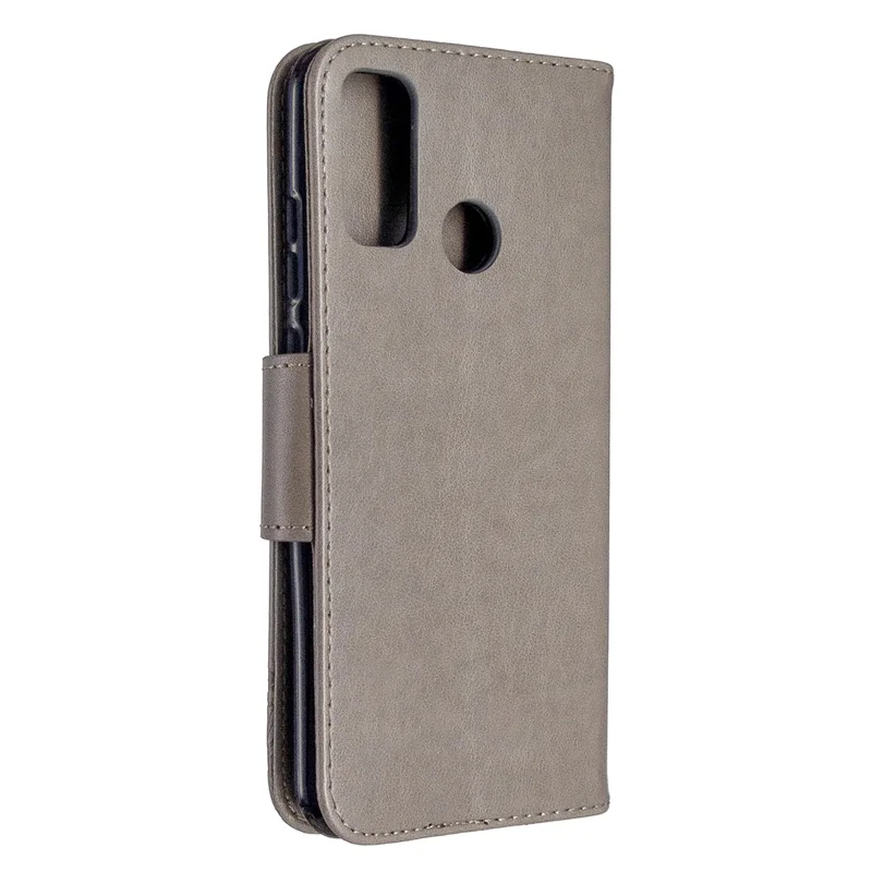 Imprint Butterfly Wallet Leather Shell for Huawei P smart 2020 - Grey