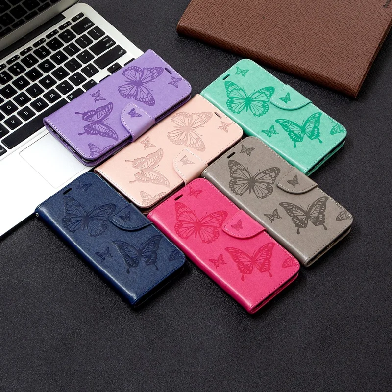 Imprint Butterfly Wallet Leather Shell Для Huawei P Smart 2020 - Серый