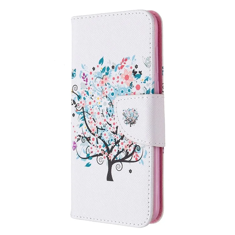 Pattern Printing Wallet Stand Flip Leather Phone Shell for Huawei Y5p / Honor 9S - Tree