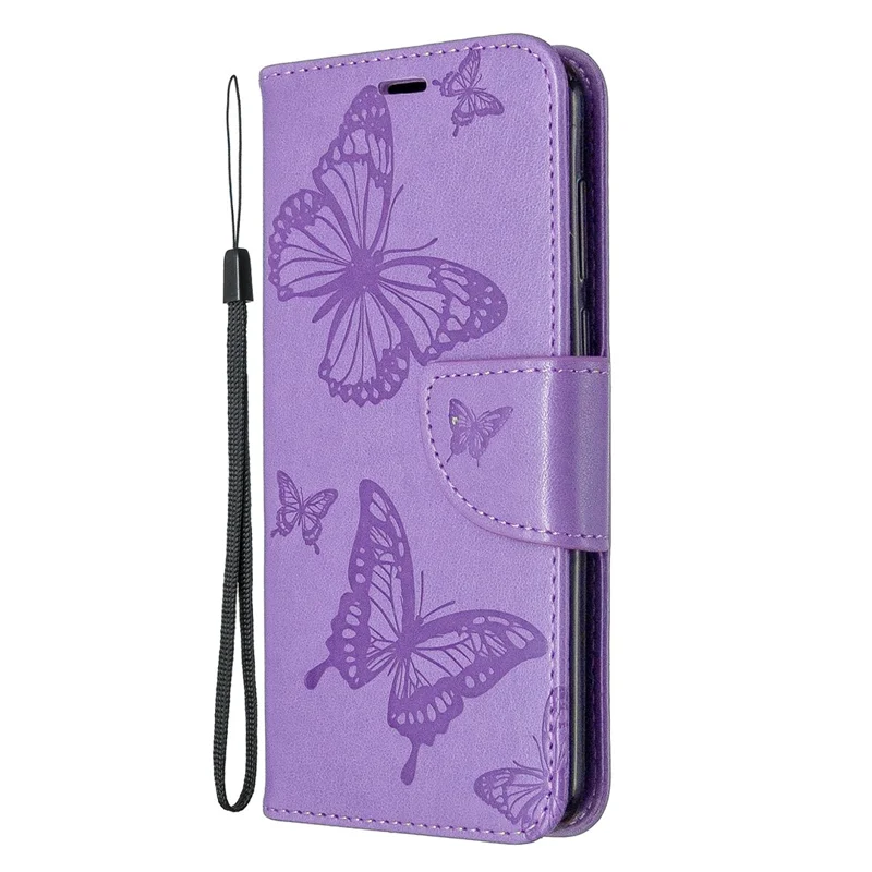 Imprint Butterfly Magnetic Leather Cover for Huawei Y5p/Honor 9S - Purple