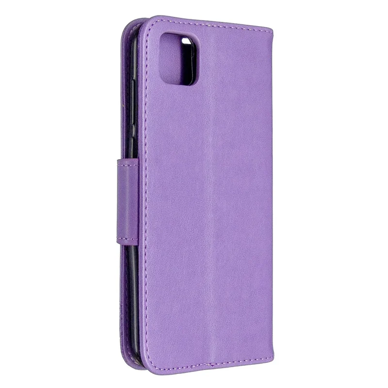 Imprint Butterfly Magnetic Leather Cover for Huawei Y5p/Honor 9S - Purple