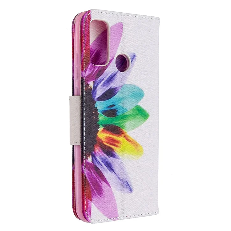 Impresión de Patrones de Billetera de Cuero Case Para Huawei P Smart 2020 - Pétalos Coloridos