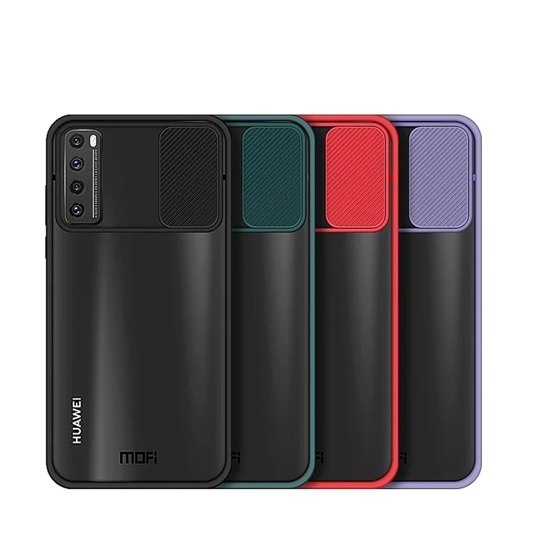 MOFI XINDUN Serième Étui de Téléphone Tpu pc + Tpu Avec Blindage de Diapositive de Protection de la Lentille Pour Huawei Nova 7 5G - le Noir