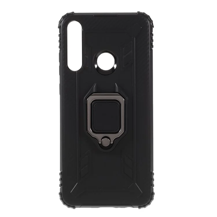 Custodia Per Telefono Dell'anello di Dito Con Foglio Magnetico Per Huawei Y6p - Nero