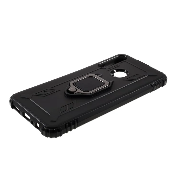 Custodia Per Telefono Dell'anello di Dito Con Foglio Magnetico Per Huawei Y6p - Nero