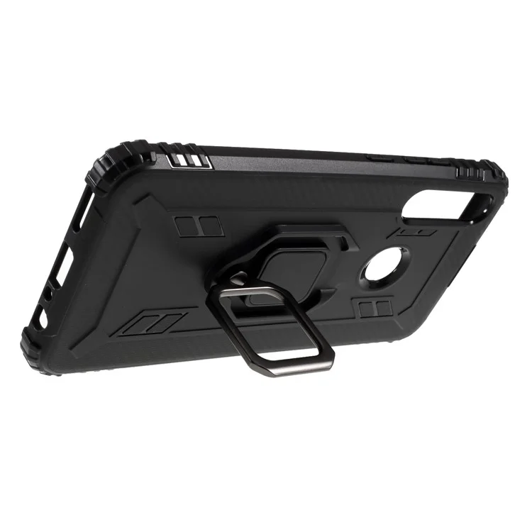 Custodia Per Telefono Dell'anello di Dito Con Foglio Magnetico Per Huawei Y6p - Nero
