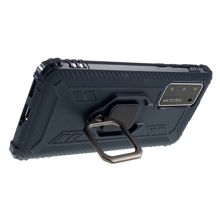 Finger Ring Kickstand TPU Phone Case for Huawei P40 - Blue