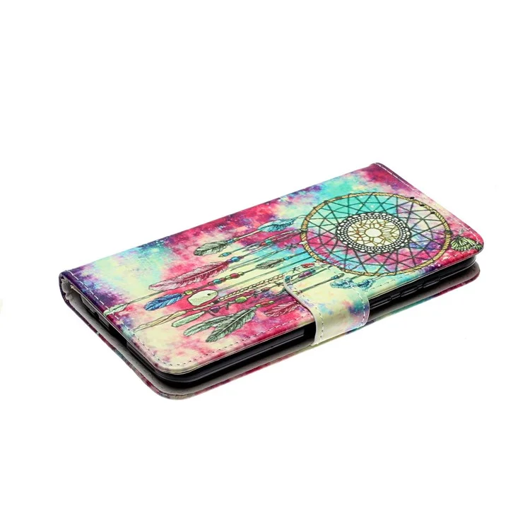 Pattern Printing Shell Leather Wallet Cell Phone Cover for Huawei Y5p - Dream Catcher