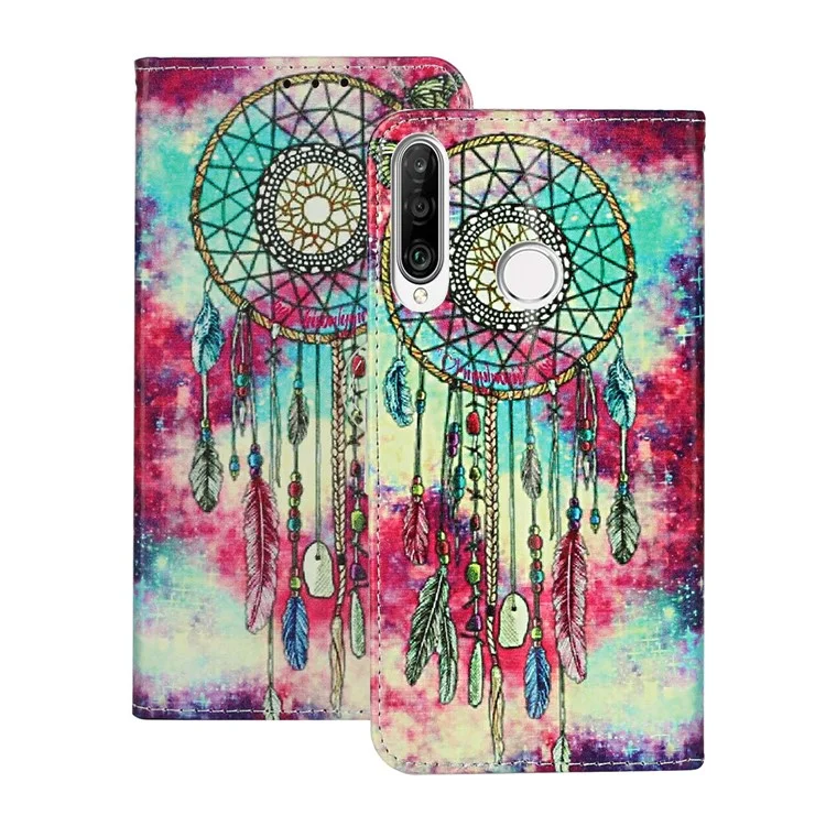 Pattern Printing Wallet Leather Mobile Cover for Huawei Y6p - Dream Catcher