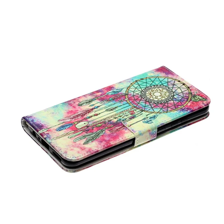 Pattern Printing Wallet Leather Mobile Cover for Huawei Y6p - Dream Catcher