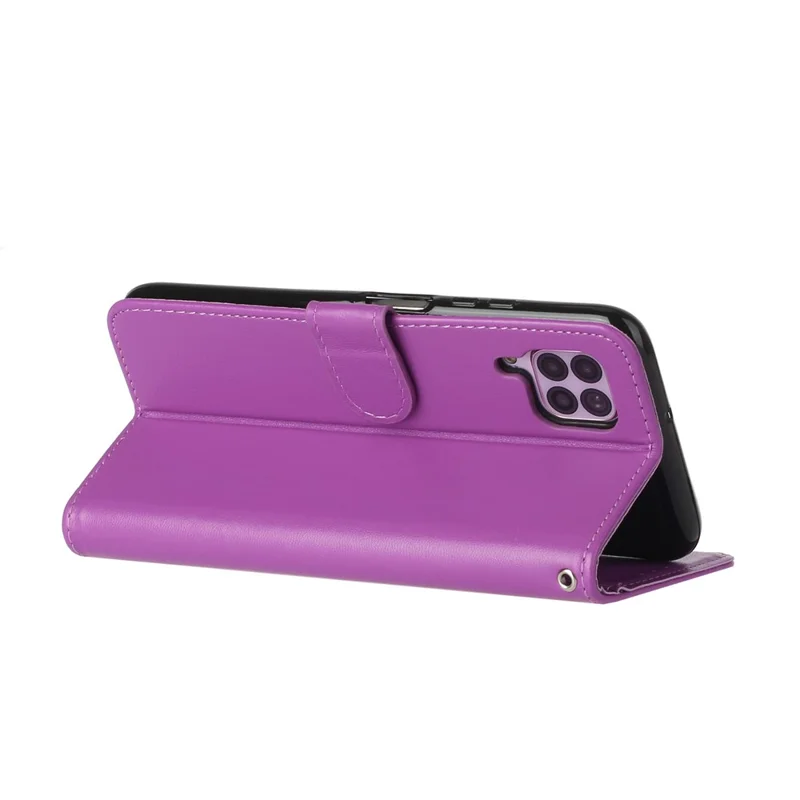 Wallet Leather Stand Phone Case with Strap for Huawei P40 lite 4G / Nova 7i / Nova 6 SE - Purple