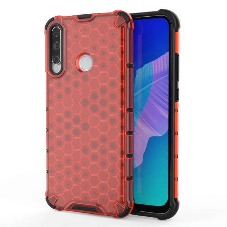 Honeycomb Skin Shock-proof TPU + PC Hybrid Casing for Huawei Y7p/P40 lite E/Honor 9C - Red