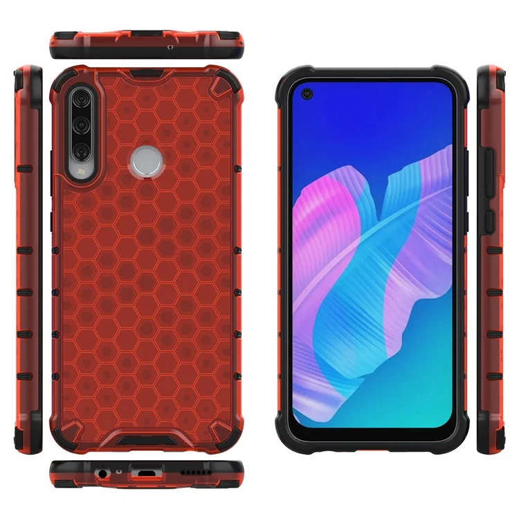 Honeycomb Skin Shock-proof TPU + PC Hybrid Casing for Huawei Y7p/P40 lite E/Honor 9C - Red