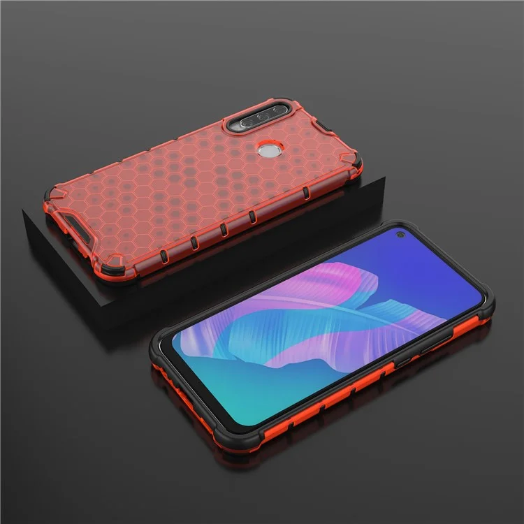 Honeycomb Skin Shock-proof TPU + PC Hybrid Casing for Huawei Y7p/P40 lite E/Honor 9C - Red