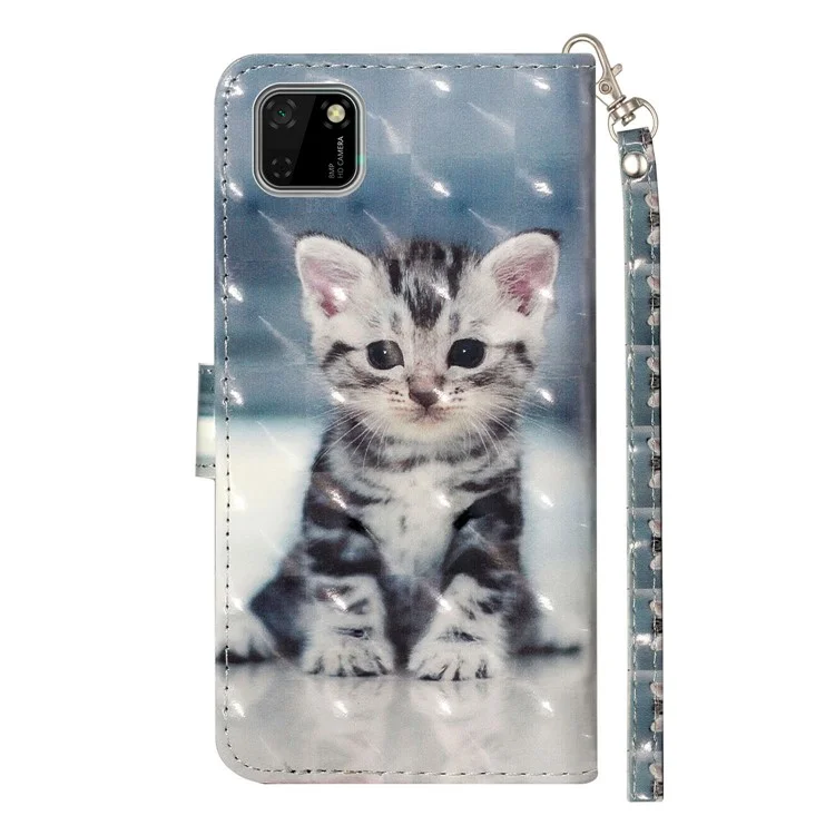 Custodia Per Portafoglio In Pelle Con Motivo A Spot Leggero Per Huawei Y5P - Gatto