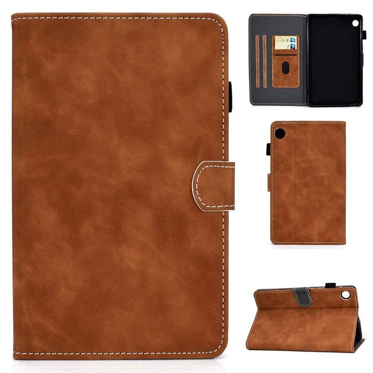 Leather Stand Case with Card Slots for Huawei MatePad T8 - Brown