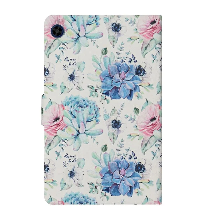 Match Flower Printing Carte Holder Stand Cuir Case Pour Huawei Matepad T8 - Fleur Bleue