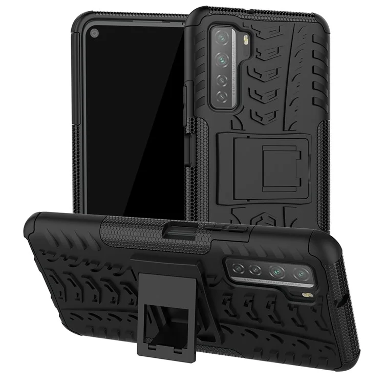 Couverture PC + TPU Avec Béquille Pour Huawei P40 Lite 5G / Nova 7 SE 5G - le Noir
