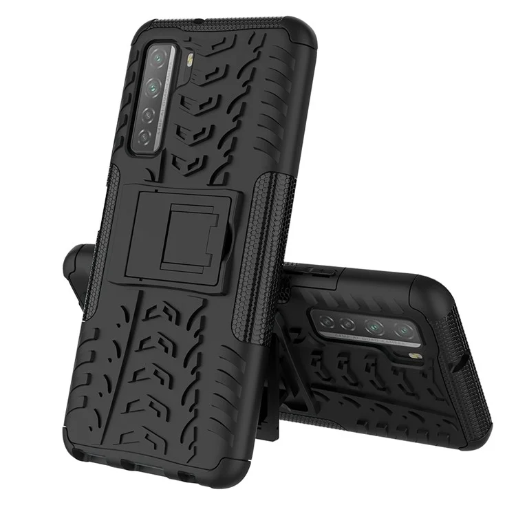 Couverture PC + TPU Avec Béquille Pour Huawei P40 Lite 5G / Nova 7 SE 5G - le Noir