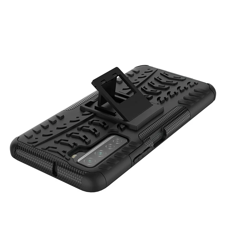 Couverture PC + TPU Avec Béquille Pour Huawei P40 Lite 5G / Nova 7 SE 5G - le Noir