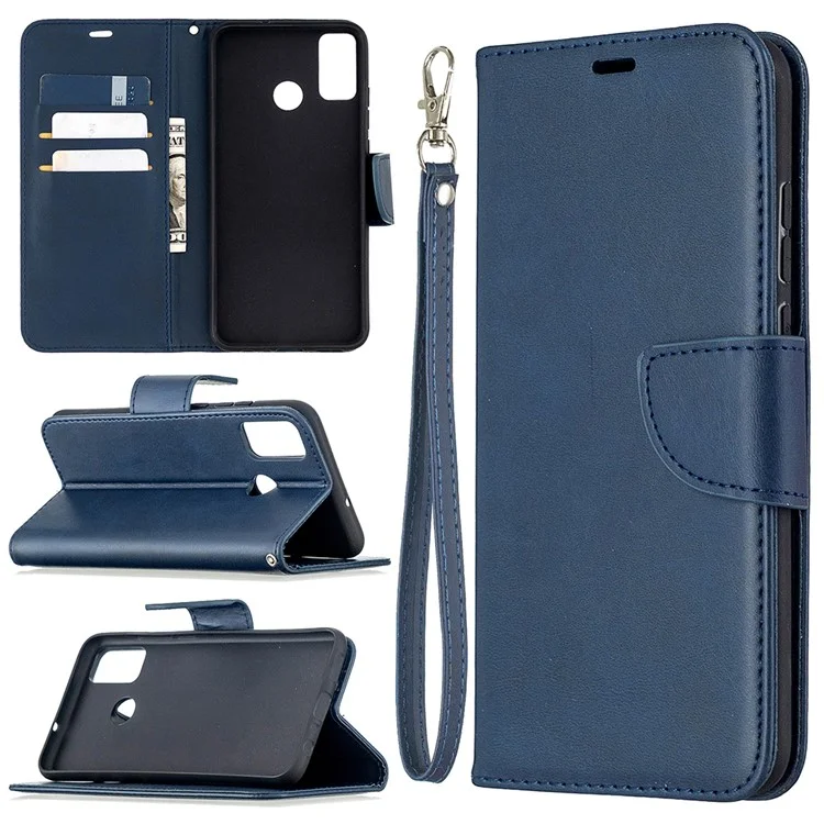 Wallet Stand PU Leather Mobile Phone Case for Honor 9X Lite - Blue