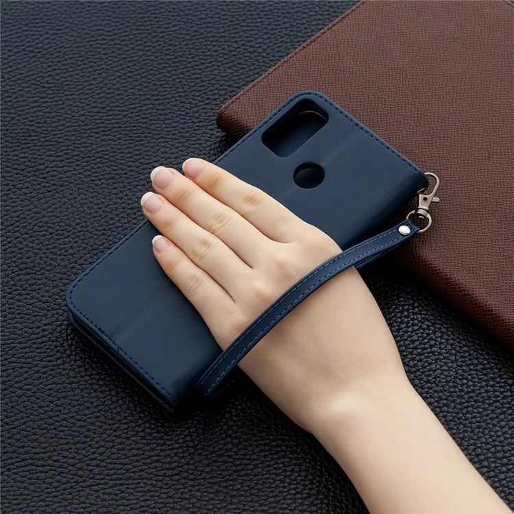 Wallet Stand PU Leather Mobile Phone Case for Honor 9X Lite - Blue