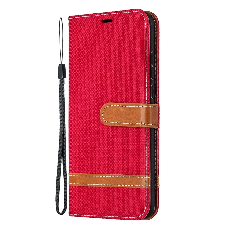 Assorted Color Jeans Cloth Wallet Leather Case Accessory for Honor 9X Lite - Red