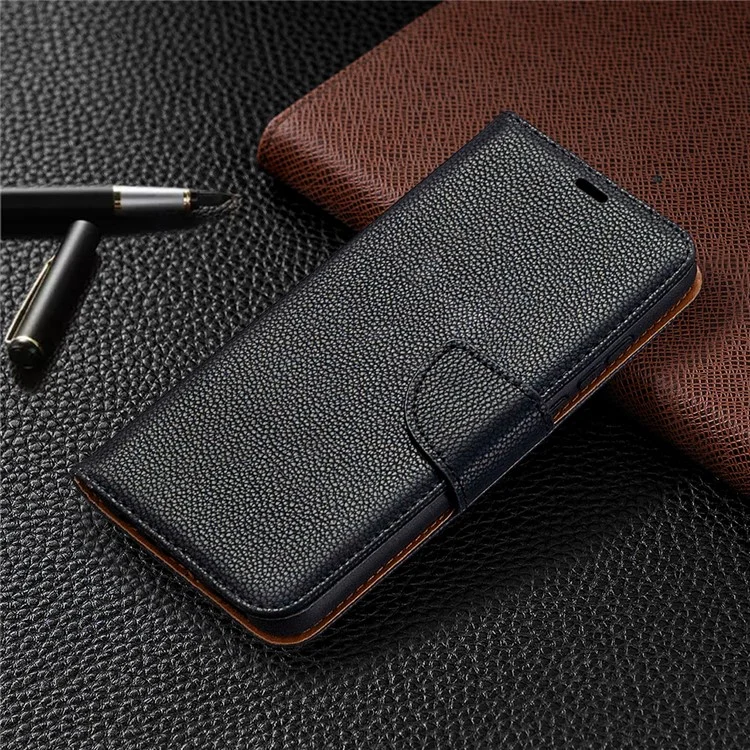 Litchi Texture Wallet Stand Cover en Cuir Avec Sangle Pour Honor 9x Lite - le Noir