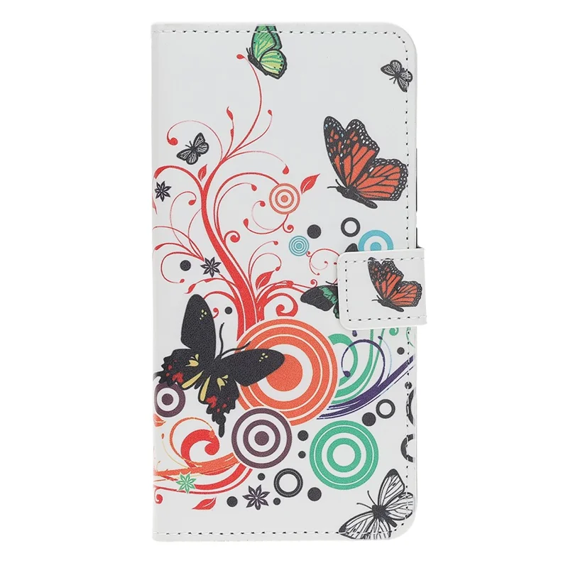 Pattern Printing Wallet Leather Stand Case for Huawei P Smart S / Y8p - Butterfly and Bubble