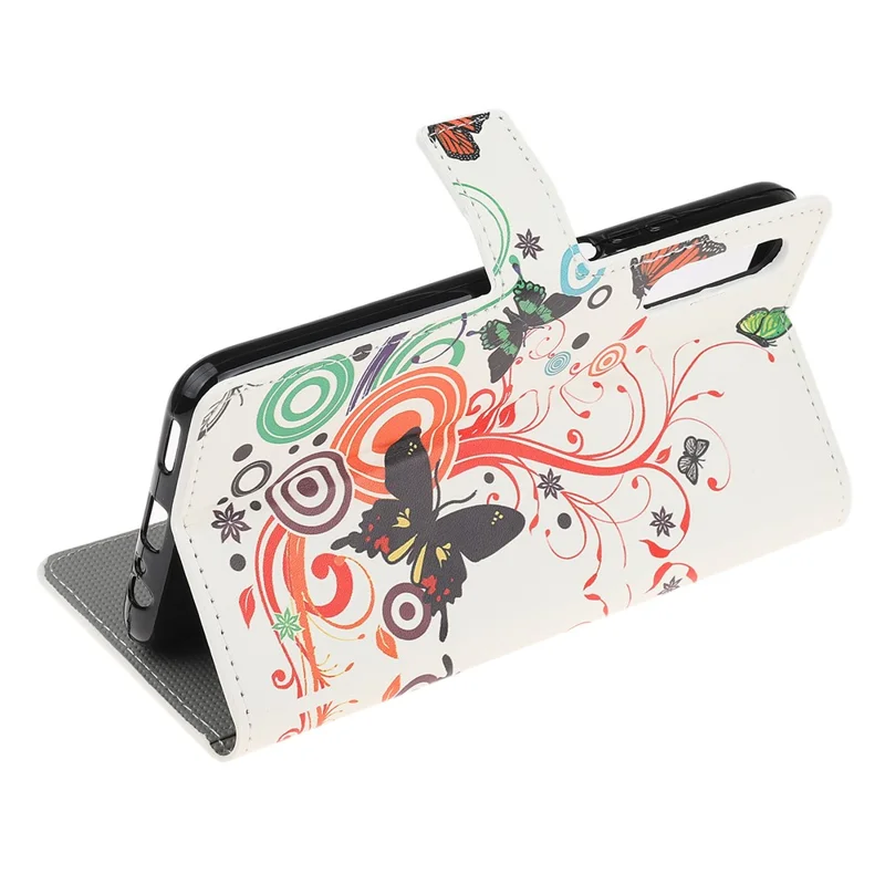 Pattern Printing Wallet Leather Stand Case for Huawei P Smart S / Y8p - Butterfly and Bubble