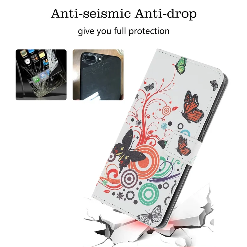 Pattern Printing Wallet Leather Stand Case for Huawei P Smart S / Y8p - Butterfly and Bubble