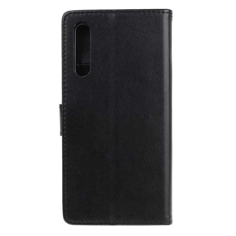 Impressum Schmetterlingsblumen Brieftasche Leder Schutzschutz Für Huawei Y8p / P Smart S - Schwarz