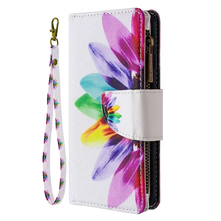 BF03 Pattern Printing Case Zipper Wallet Leather Cover for Honor 9X Lite - Colorful Petals