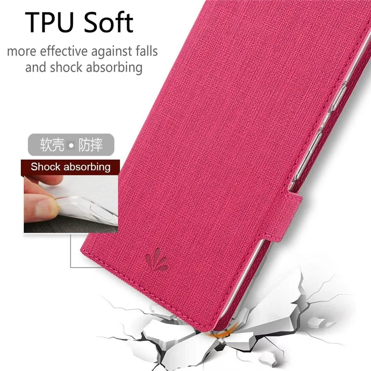 VILI DMK in Pelle Con Doppia Carta Copertura Per Cellulare in Stile Fibbia Laterale Per Huawei Y6p - Rosa