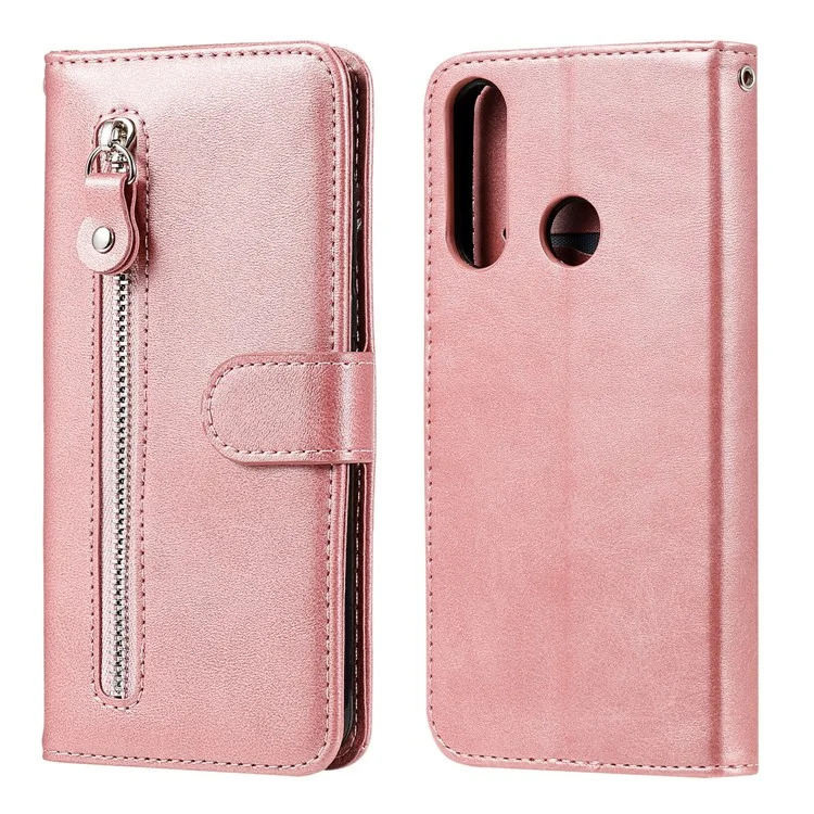 Portafoglio in Pelle Tascabile Con Cerniera Per Huawei Y6p - Oro Rosa