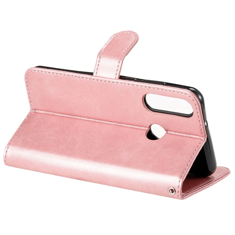 Portafoglio in Pelle Tascabile Con Cerniera Per Huawei Y6p - Oro Rosa