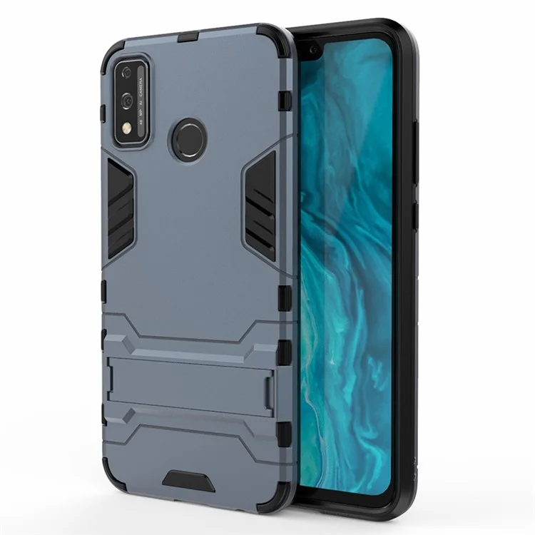 Plastic + TPU Hybrid Case with Kickstand for Honor 9X Lite - Dark Blue