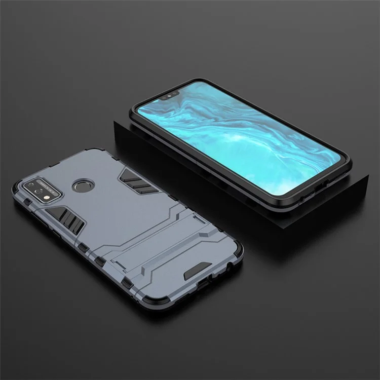 Plastic + TPU Hybrid Case with Kickstand for Honor 9X Lite - Dark Blue