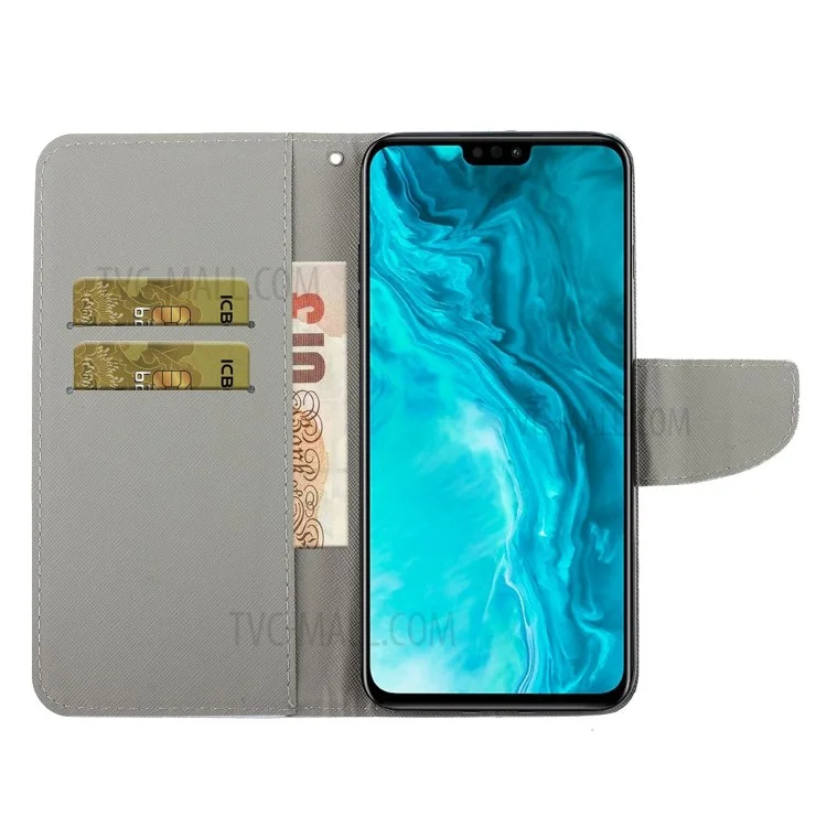 Pattern Printing Stand Shell Wallet Leather Case for Honor 9X Lite - Beautiful Pattern