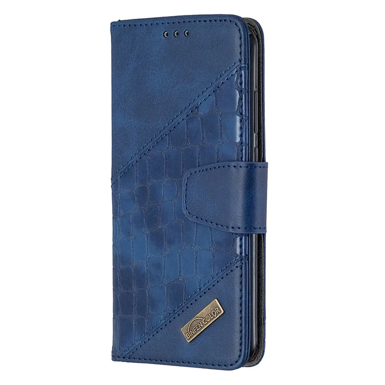 Krokodilleder-Textur, sortierte Farbenleder-Schale Brieftasche Handyhülle für Huawei Y6/Honor 8A - Blau