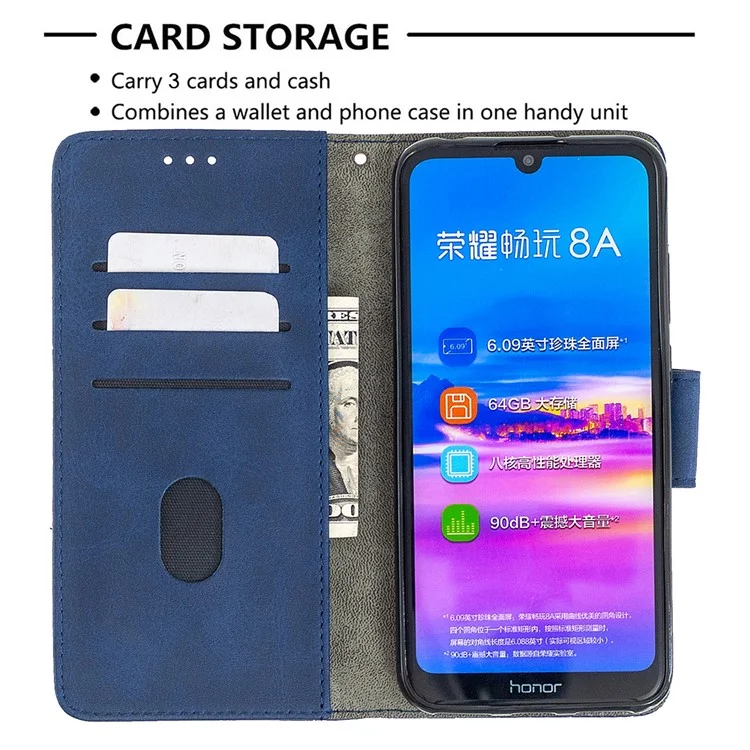 Krokodilleder-Textur, sortierte Farbenleder-Schale Brieftasche Handyhülle für Huawei Y6/Honor 8A - Blau