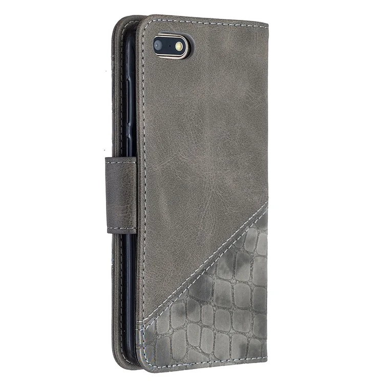 Funda protectora de piel con textura de cocodrilo en color surtido para Huawei Y5 (2018)/Y5 Prime (2018)/Honor 7s/Honor Play 7 - Gris