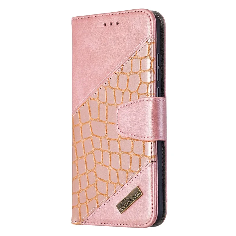 Cover Del Portafoglio in Pelle di Coccodrillo a Colori Assortiti Coperchio Telefonico Per Onore 9x Lite - Oro Rosa