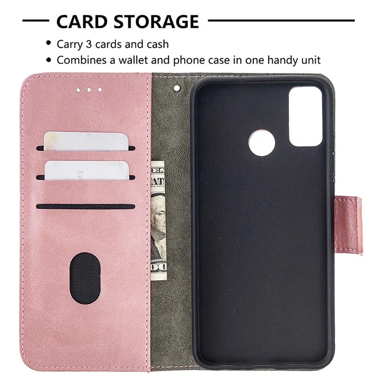 Assorted Color Crocodile Texture Leather Wallet Stand Case Phone Cover for Honor 9X Lite - Rose Gold