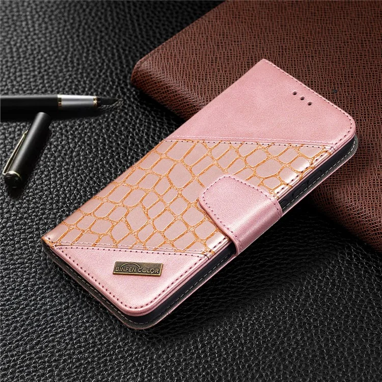 Cover Del Portafoglio in Pelle di Coccodrillo a Colori Assortiti Coperchio Telefonico Per Onore 9x Lite - Oro Rosa