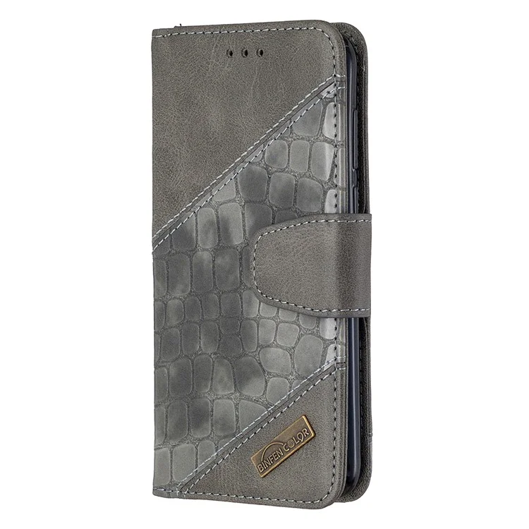 Copertura Del Telefono Cellulare Di Cuoio Di Coccodrillo Di Colore Assortito Per Huawei Y5P / Onore 9s - Grigio