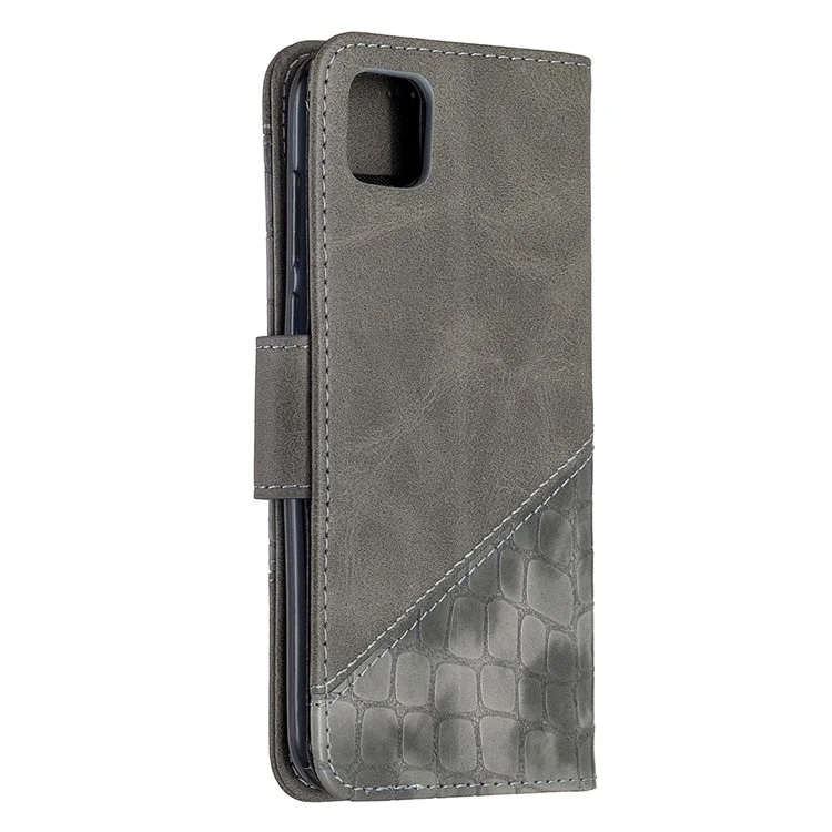 Assorted Color Crocodile Texture Leather Cell Phone Cover for Huawei Y5p/Honor 9S - Grey