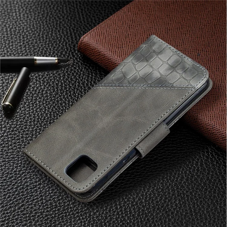 Copertura Del Telefono Cellulare Di Cuoio Di Coccodrillo Di Colore Assortito Per Huawei Y5P / Onore 9s - Grigio