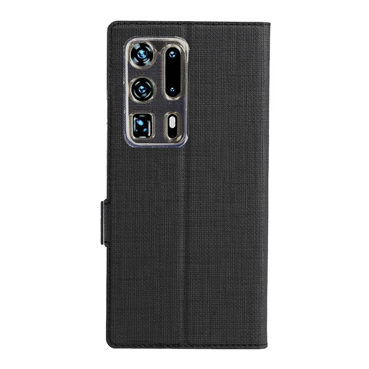 VILI DMK Cross Texture Double Magnetic Clasp Leather Wallet Stand Case for Huawei P40 Pro Plus - Black